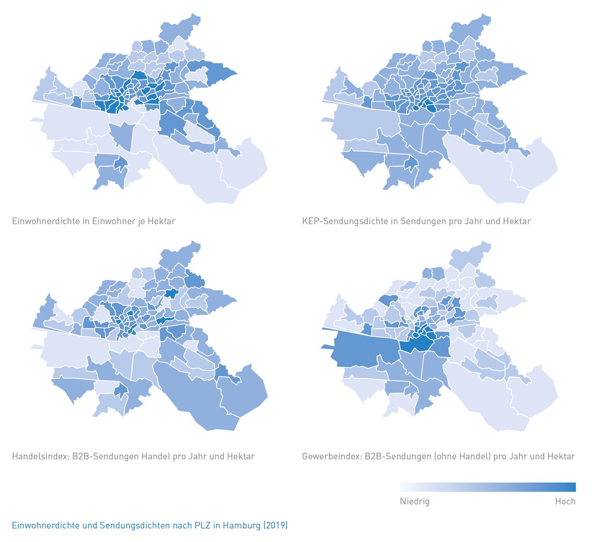 Abb_23 Einwohnerdichte und Sendungsdichten nach PLZ in Hamburg (2019)